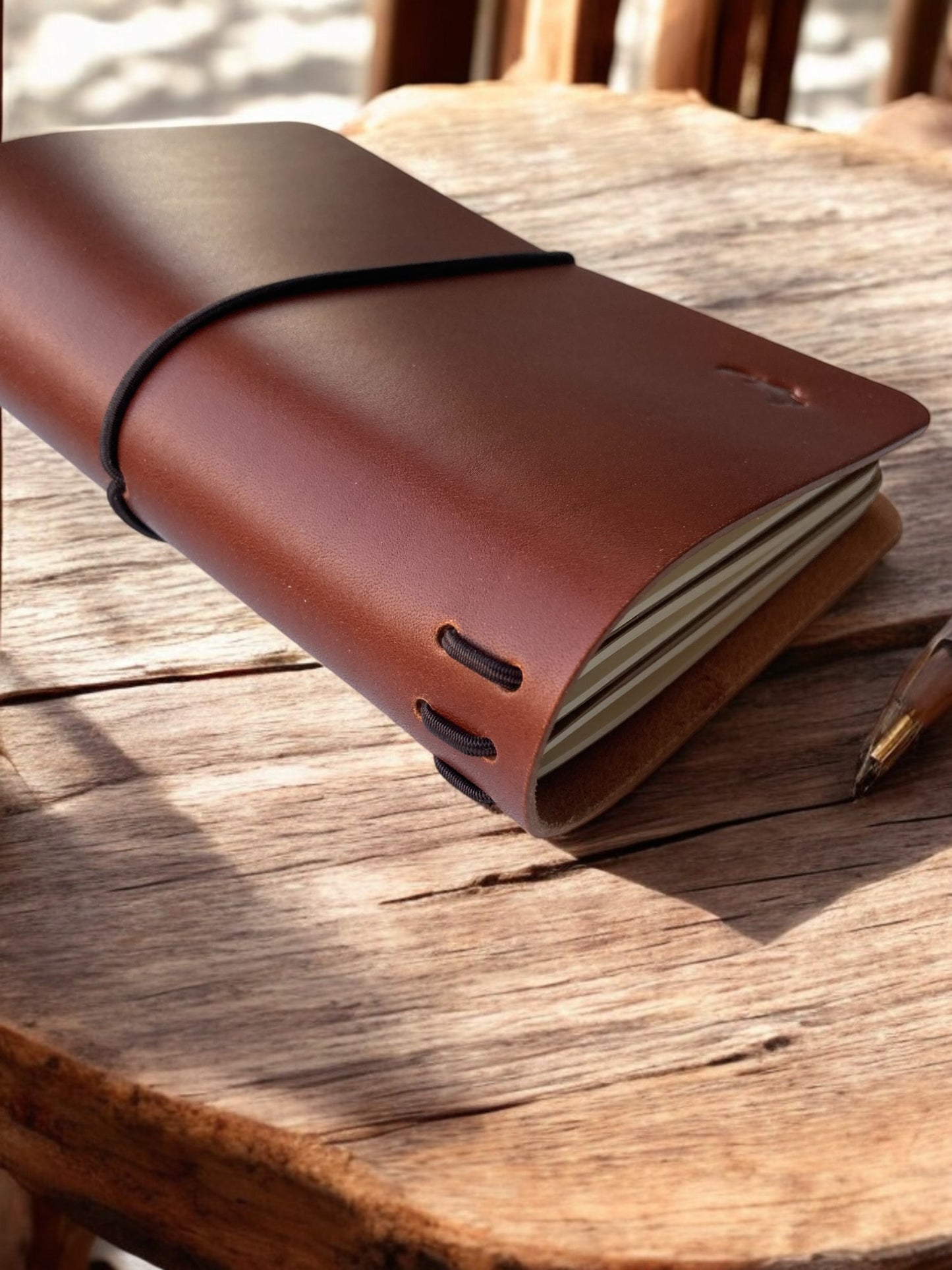 Notebook Cover in Midori-stijl in cognac leder