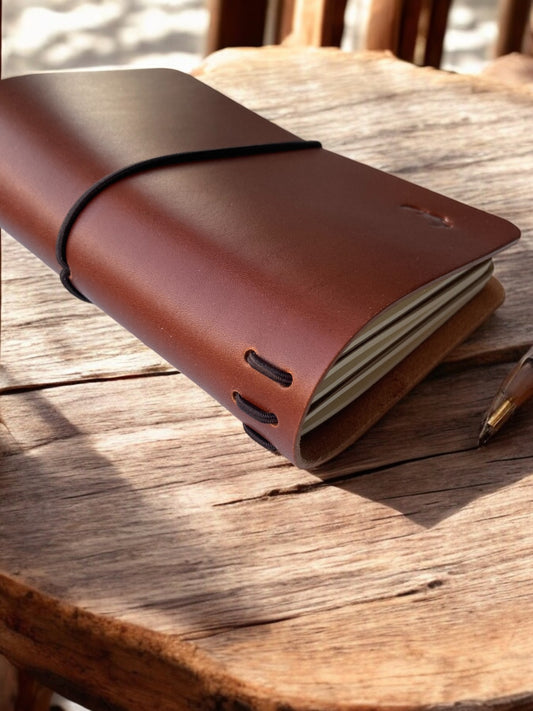 Notebook Cover in Midori-stijl in cognac leder