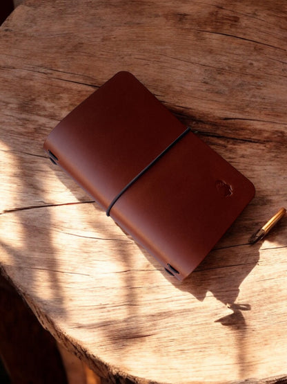 Notebook Cover in Midori-stijl in cognac leder